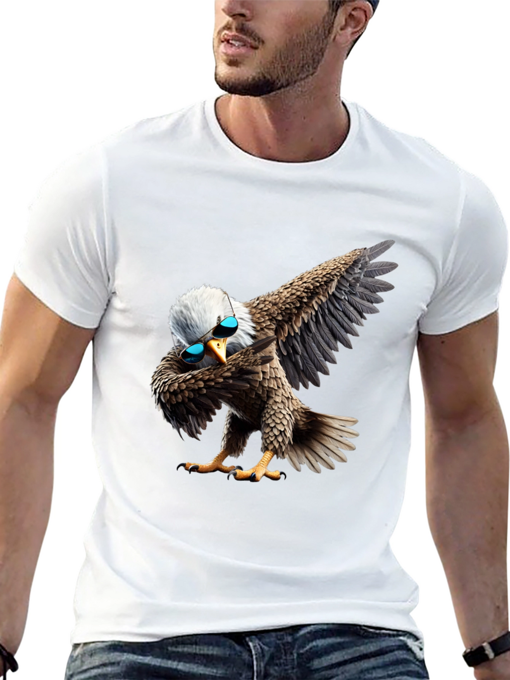 Dabbing Eagle Graphic Tee - Cool Bird Shirt