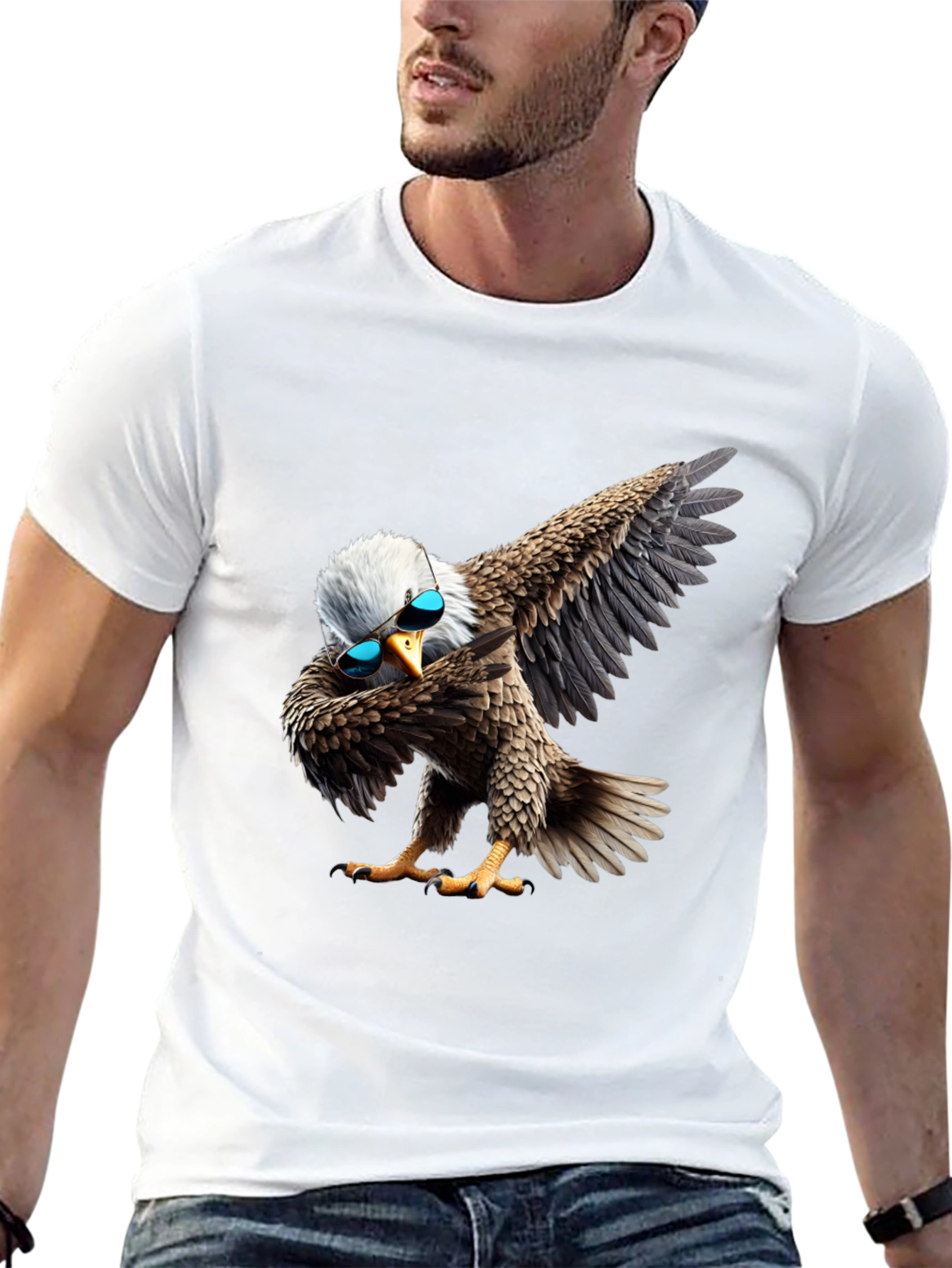 Dabbing Eagle Graphic Tee - Cool Bird Shirt