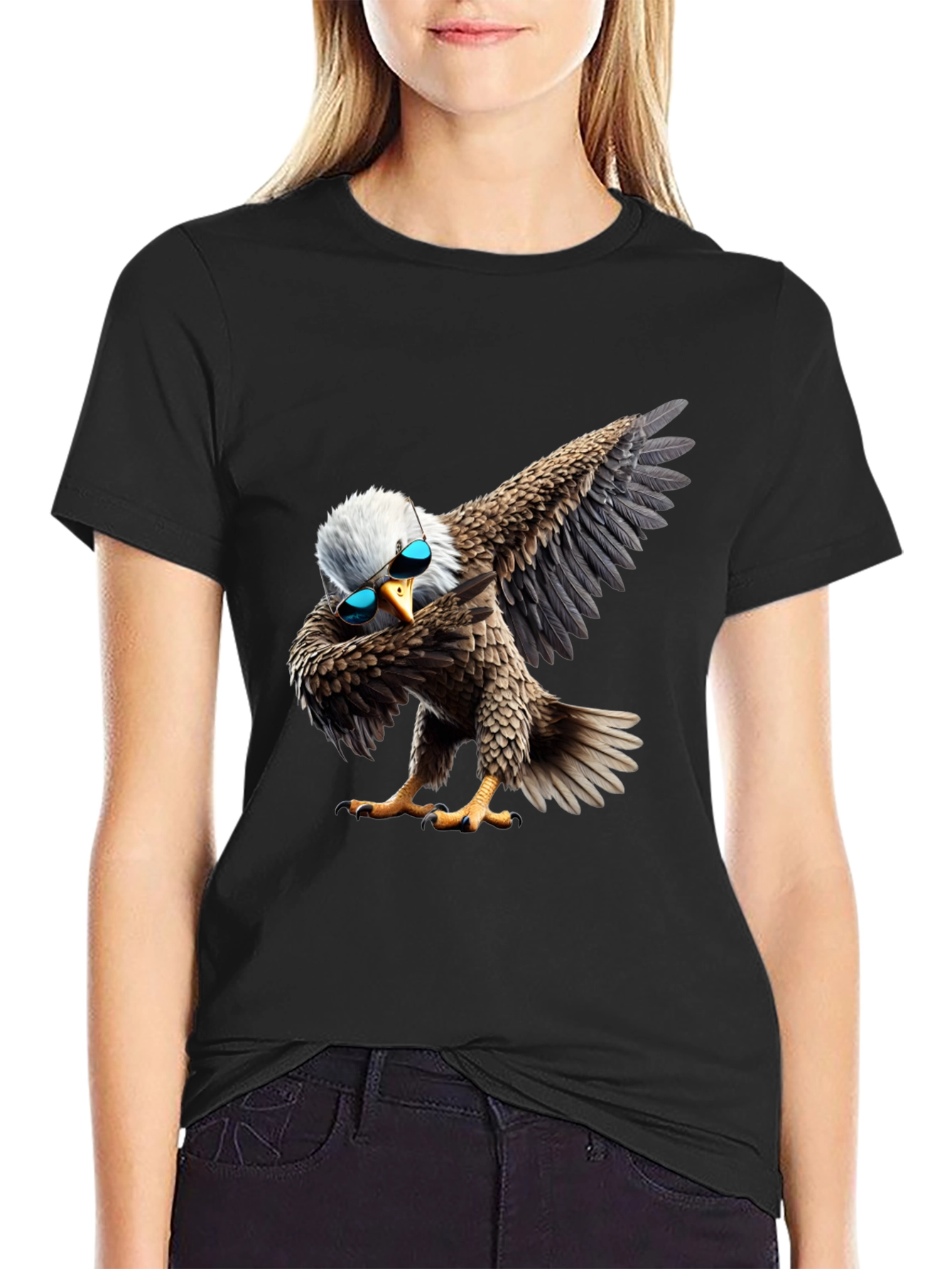 Dabbing Eagle Graphic Tee - Cool Bird Shirt