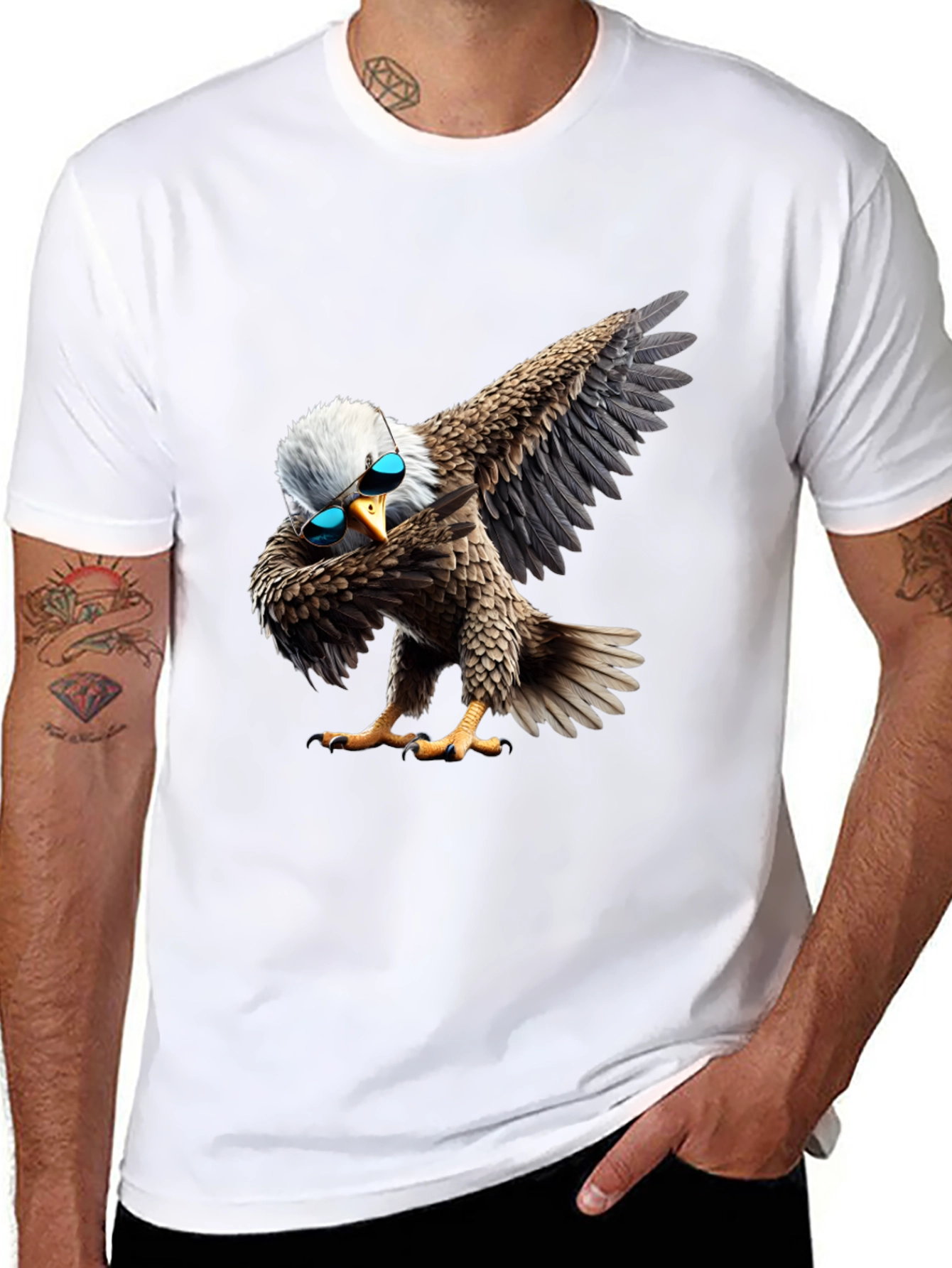 Dabbing Eagle Graphic Tee - Cool Bird Shirt