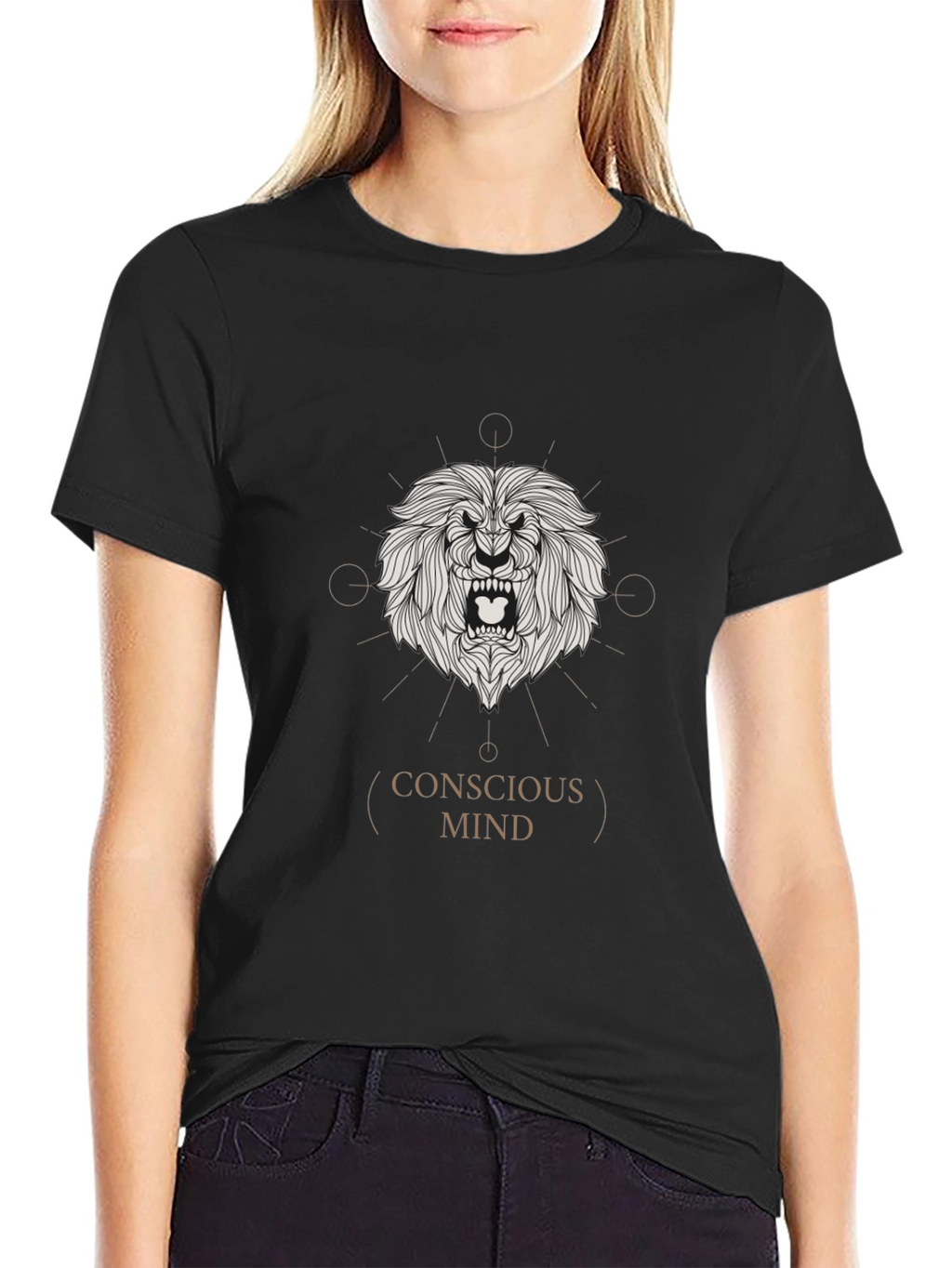 Conscious Mind Lion Graphic Tee - Black