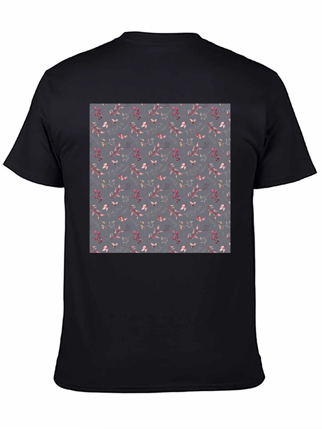 Floral Patterned Black T-Shirt for Men