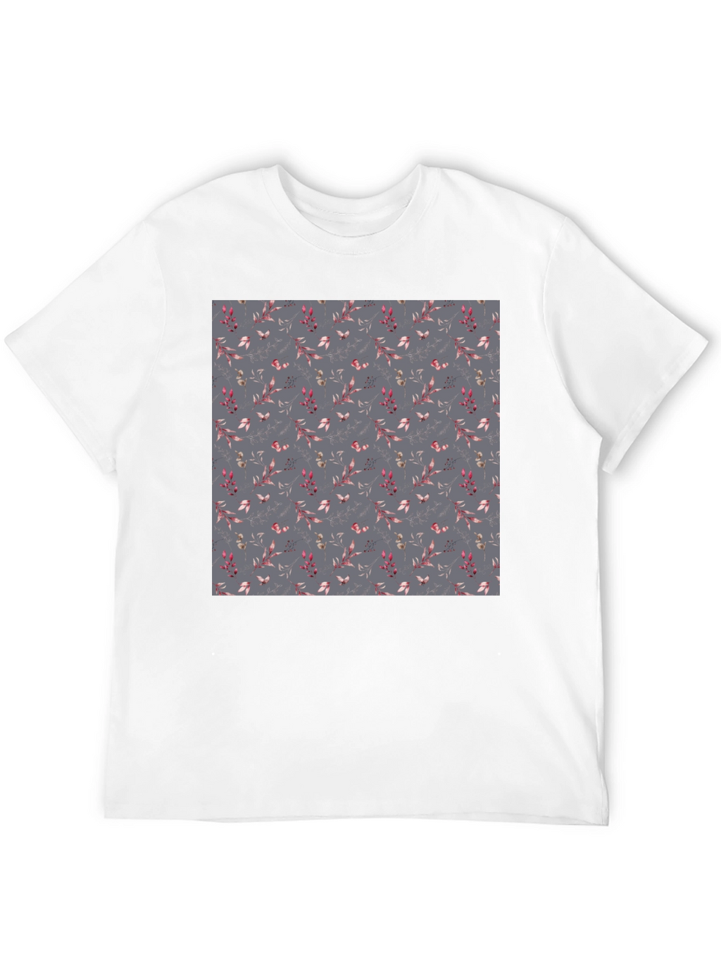 Floral Patterned Black T-Shirt for Men