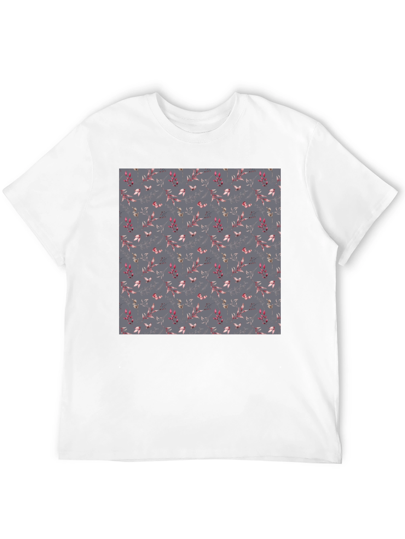 Floral Patterned Black T-Shirt for Men