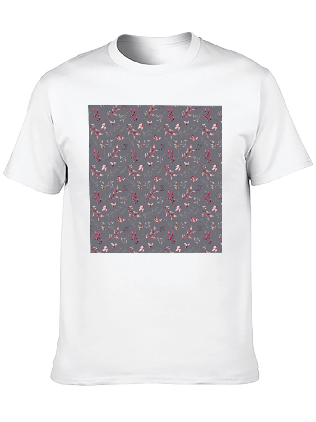 Floral Patterned Black T-Shirt for Men