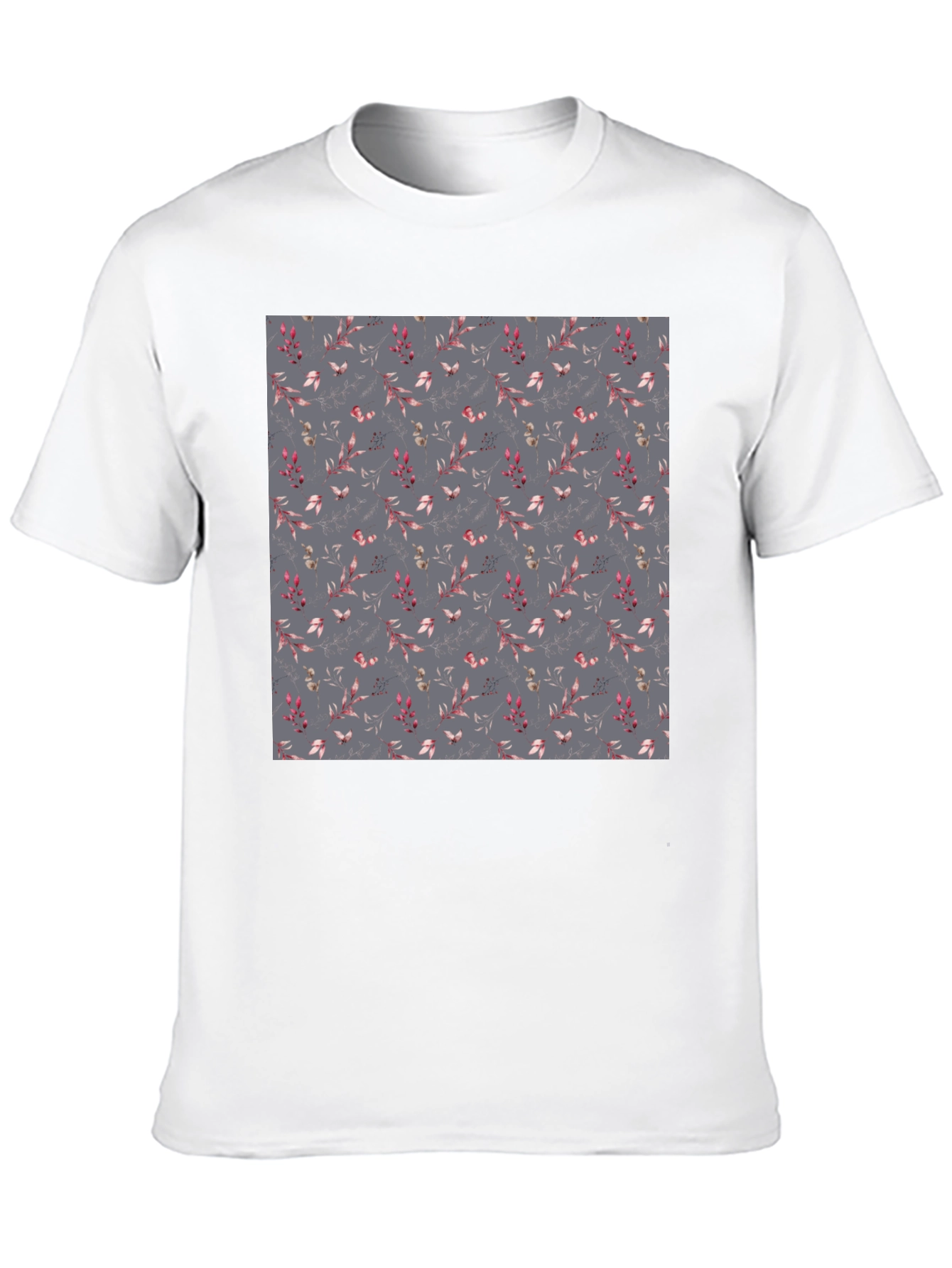 Floral Patterned Black T-Shirt for Men