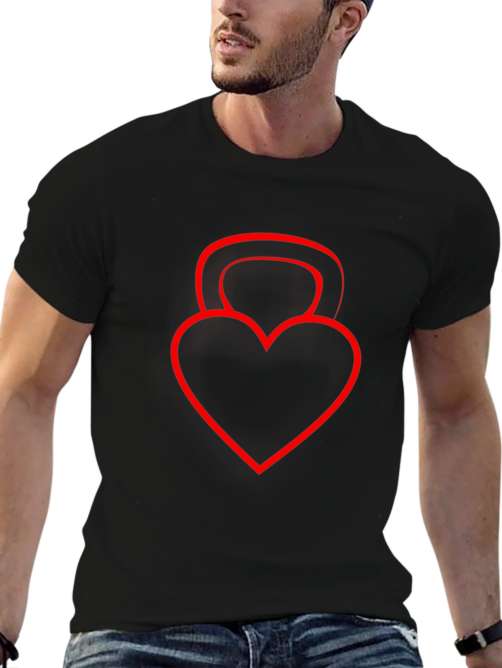 Heart Kettlebell Black T-Shirt