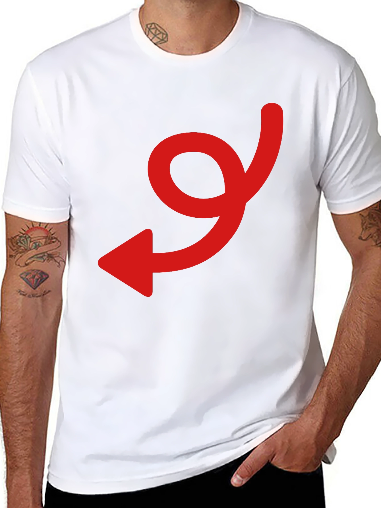 Black Tee with Red Arrow Graphic