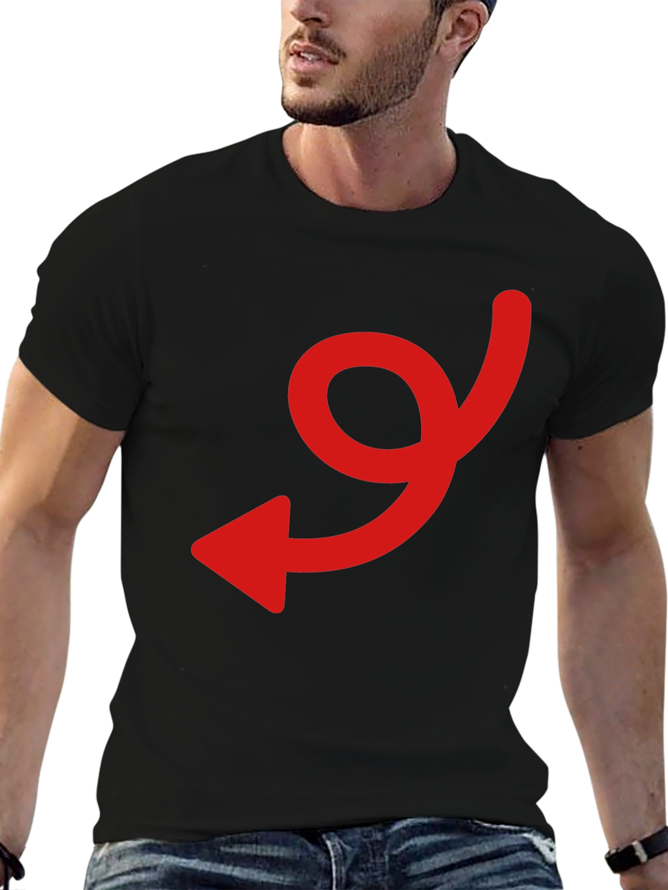 Black Tee with Red Arrow Graphic