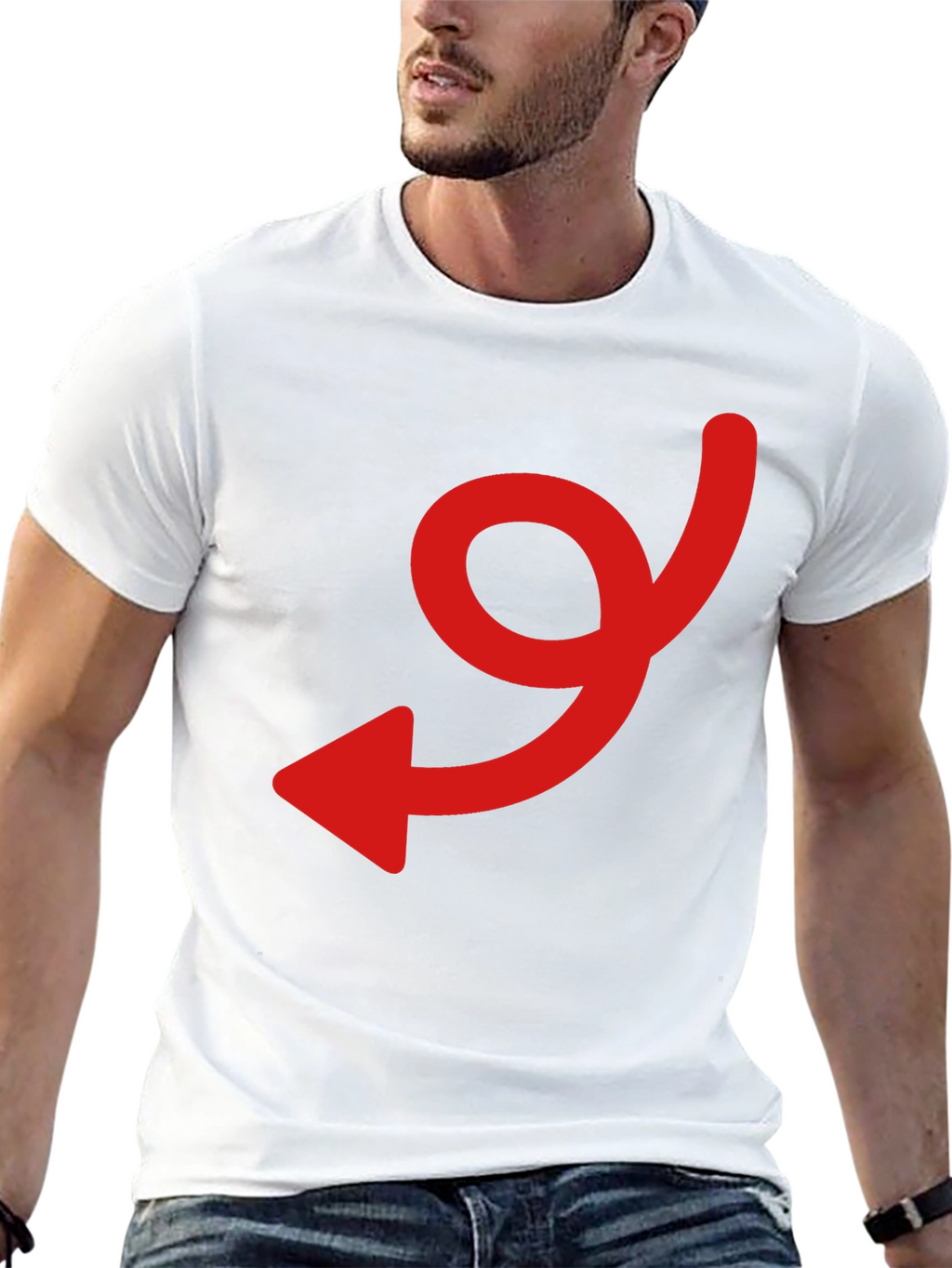 Black Tee with Red Arrow Graphic