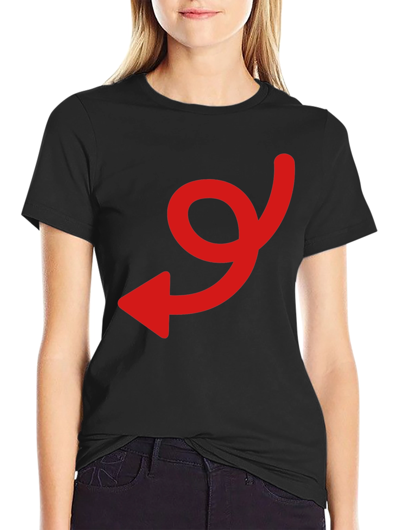 Black Tee with Red Arrow Graphic