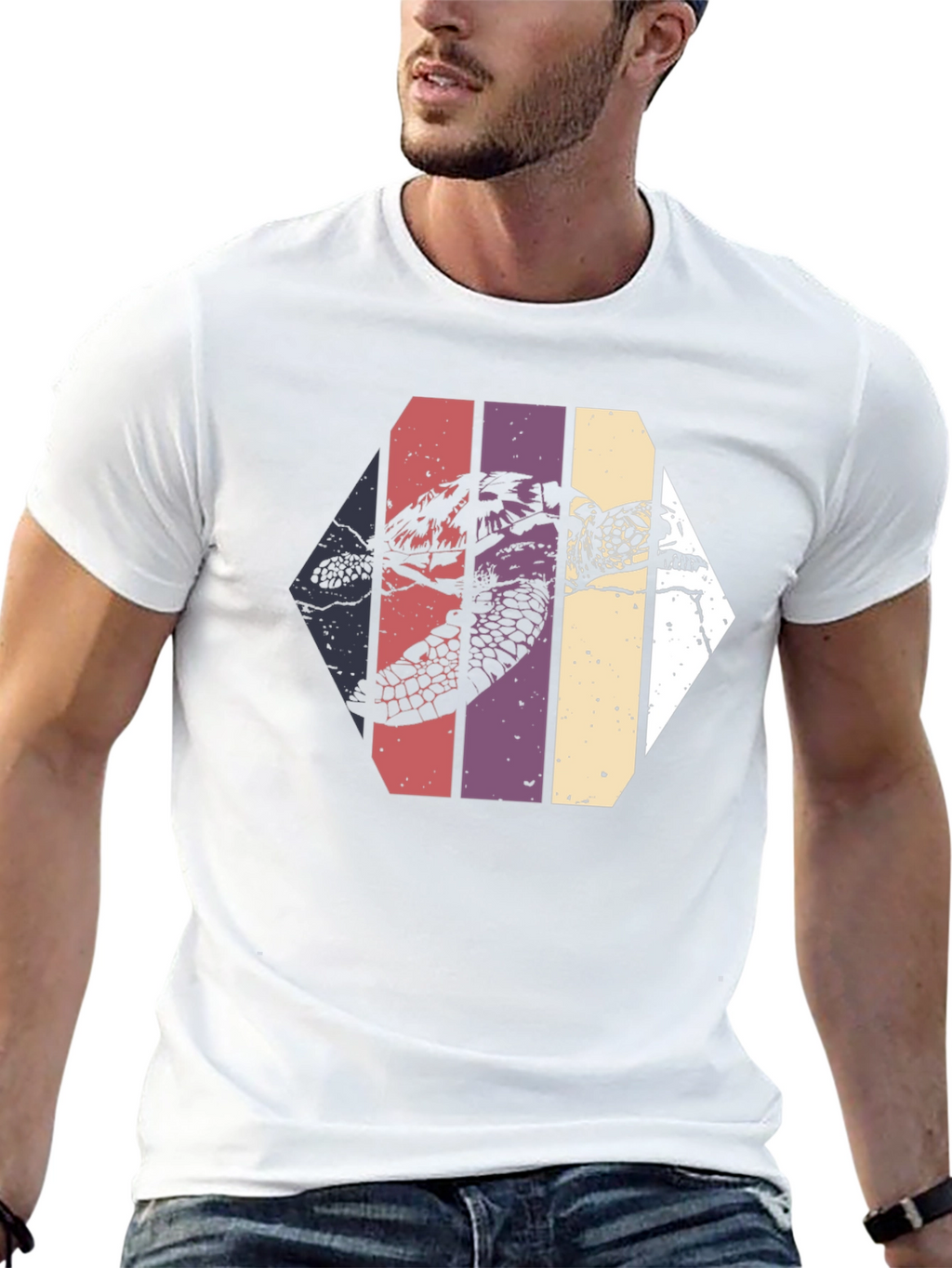 Retro Sea Turtle Graphic Tee - Black