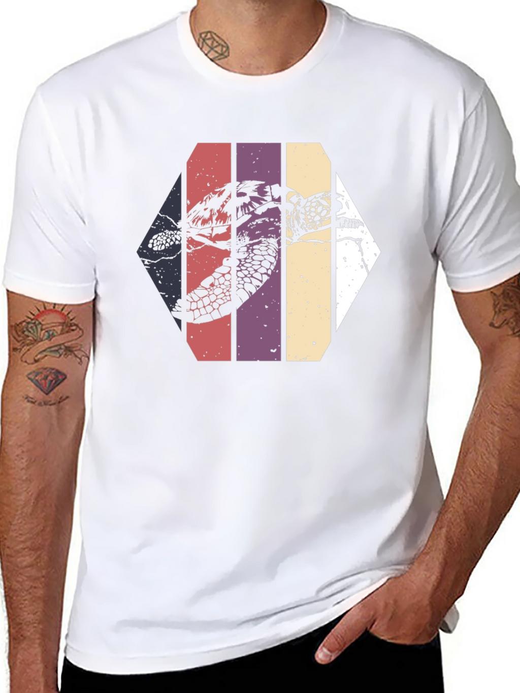Retro Sea Turtle Graphic Tee - Black