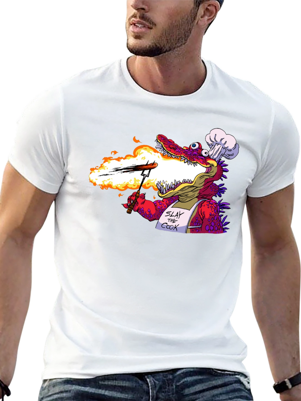 Slay the Cook T-Shirt - Funny Dragon Chef Tee