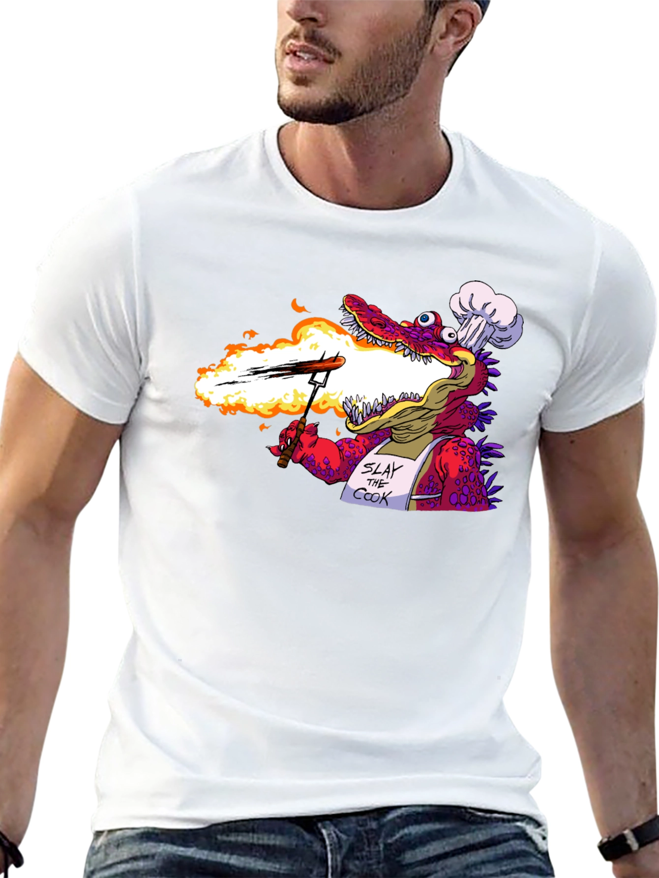 Slay the Cook T-Shirt - Funny Dragon Chef Tee