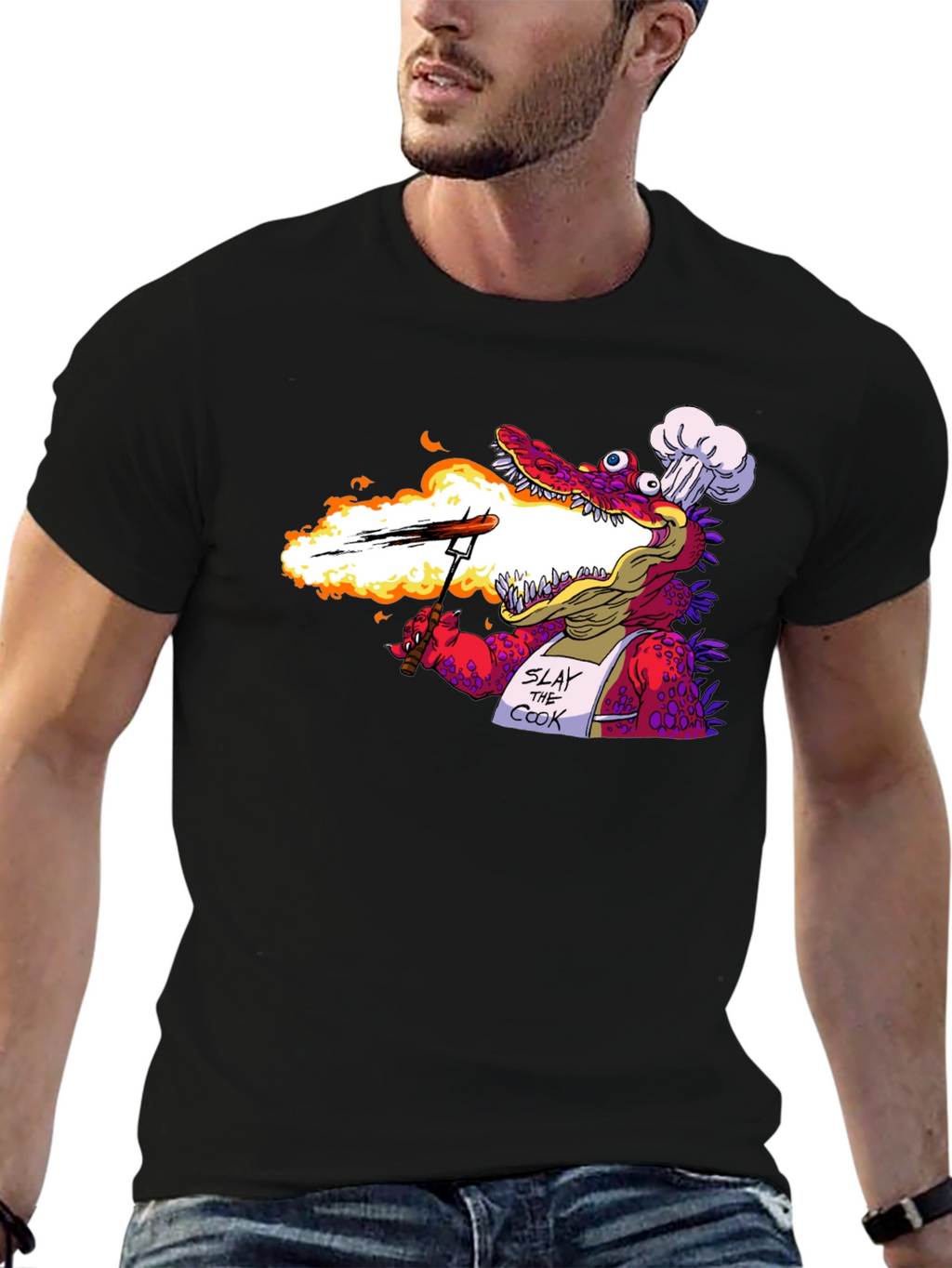 Slay the Cook T-Shirt - Funny Dragon Chef Tee