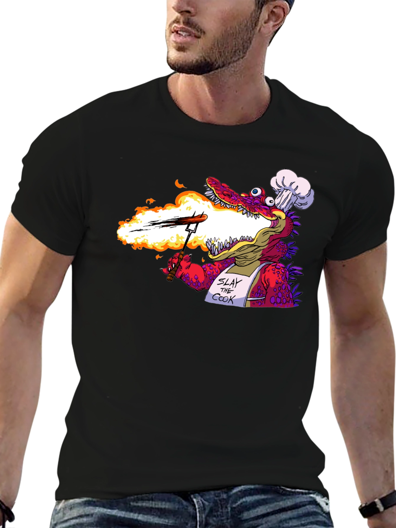 Slay the Cook T-Shirt - Funny Dragon Chef Tee
