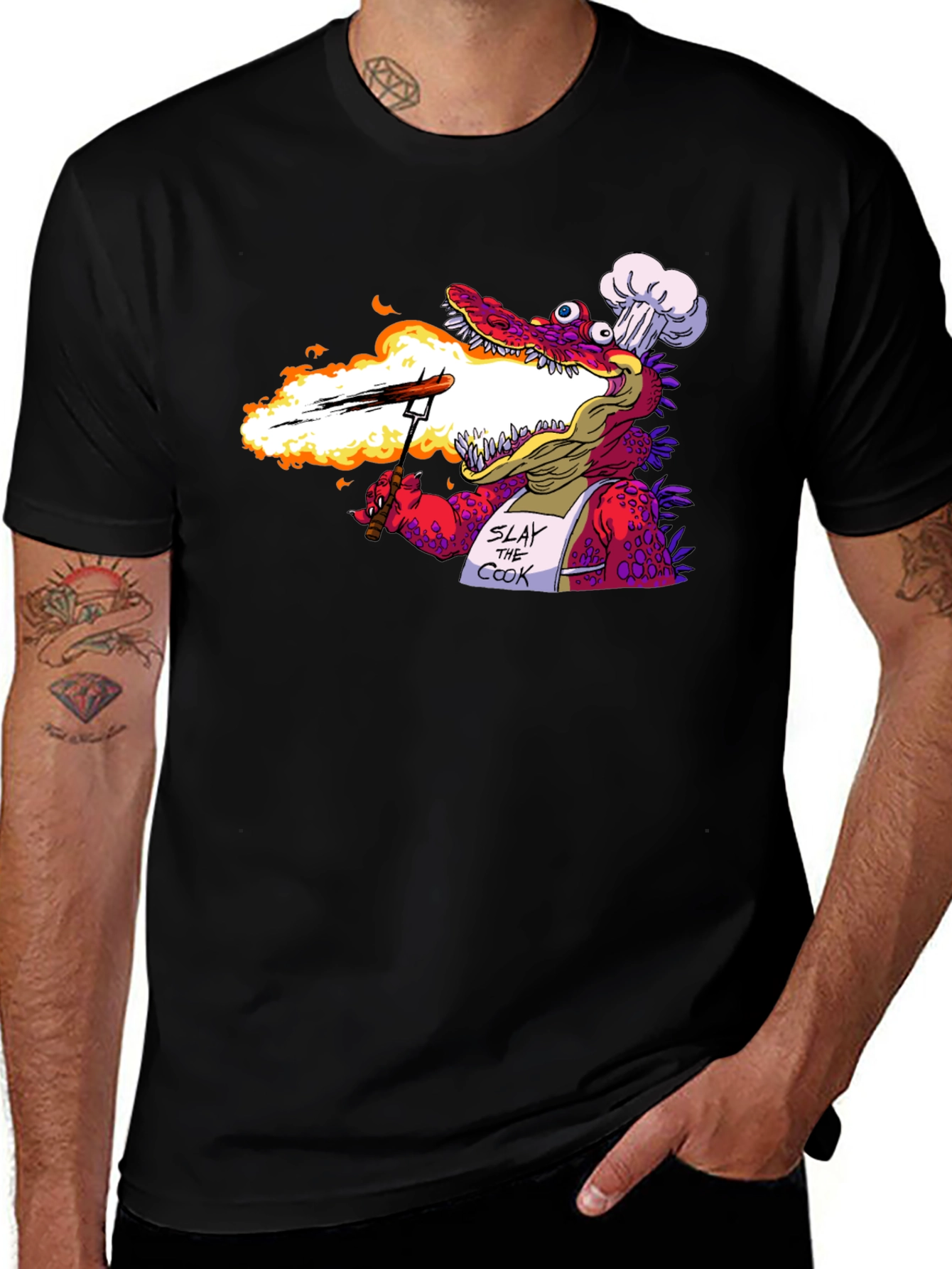 Slay the Cook T-Shirt - Funny Dragon Chef Tee