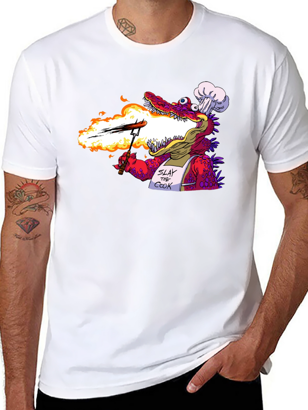 Slay the Cook T-Shirt - Funny Dragon Chef Tee
