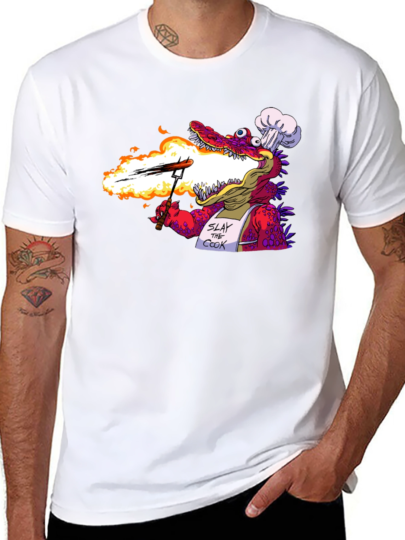 Slay the Cook T-Shirt - Funny Dragon Chef Tee