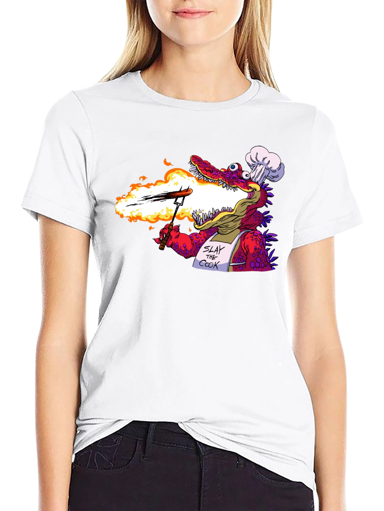 Slay the Cook T-Shirt - Funny Dragon Chef Tee