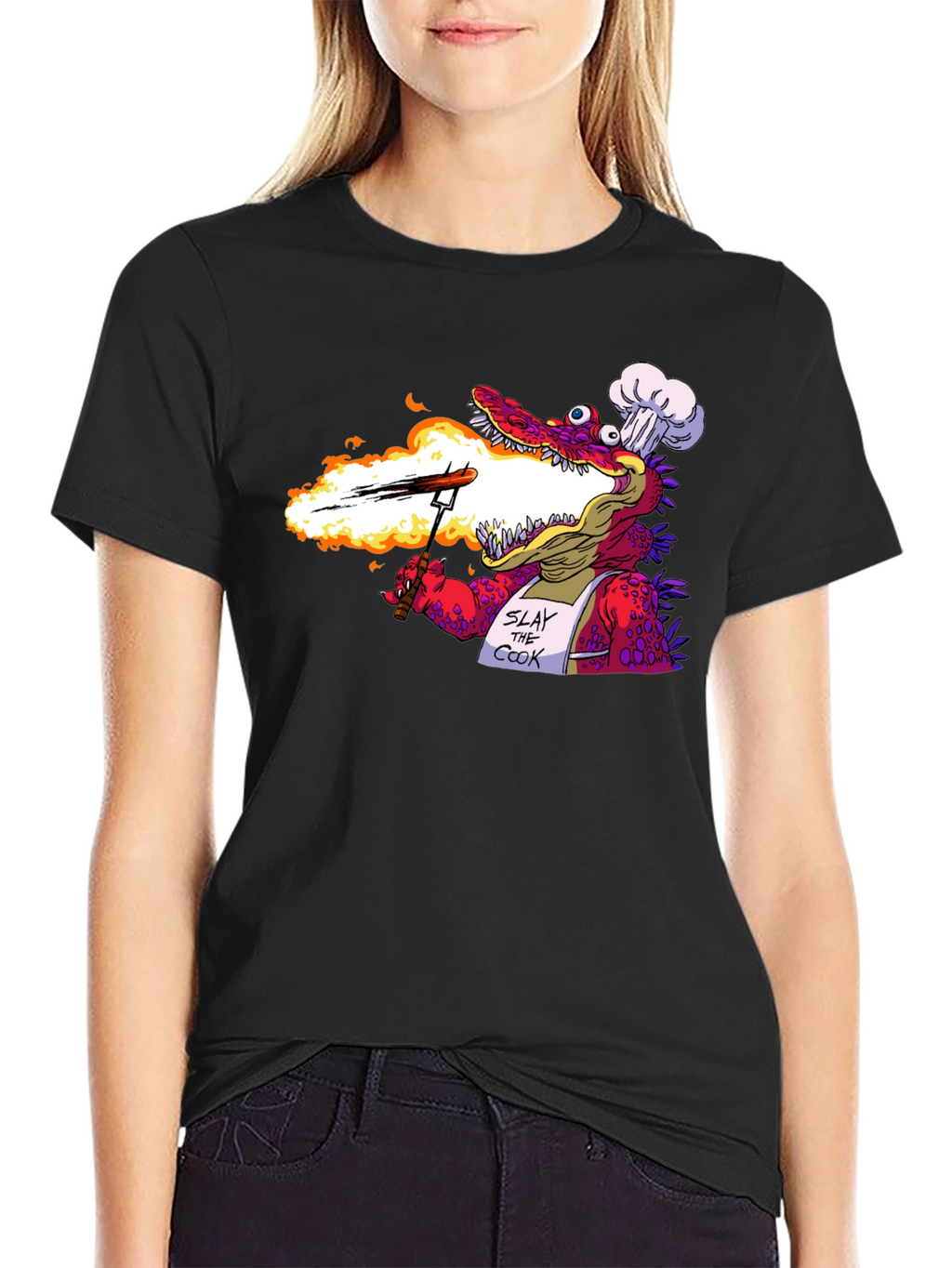 Slay the Cook T-Shirt - Funny Dragon Chef Tee