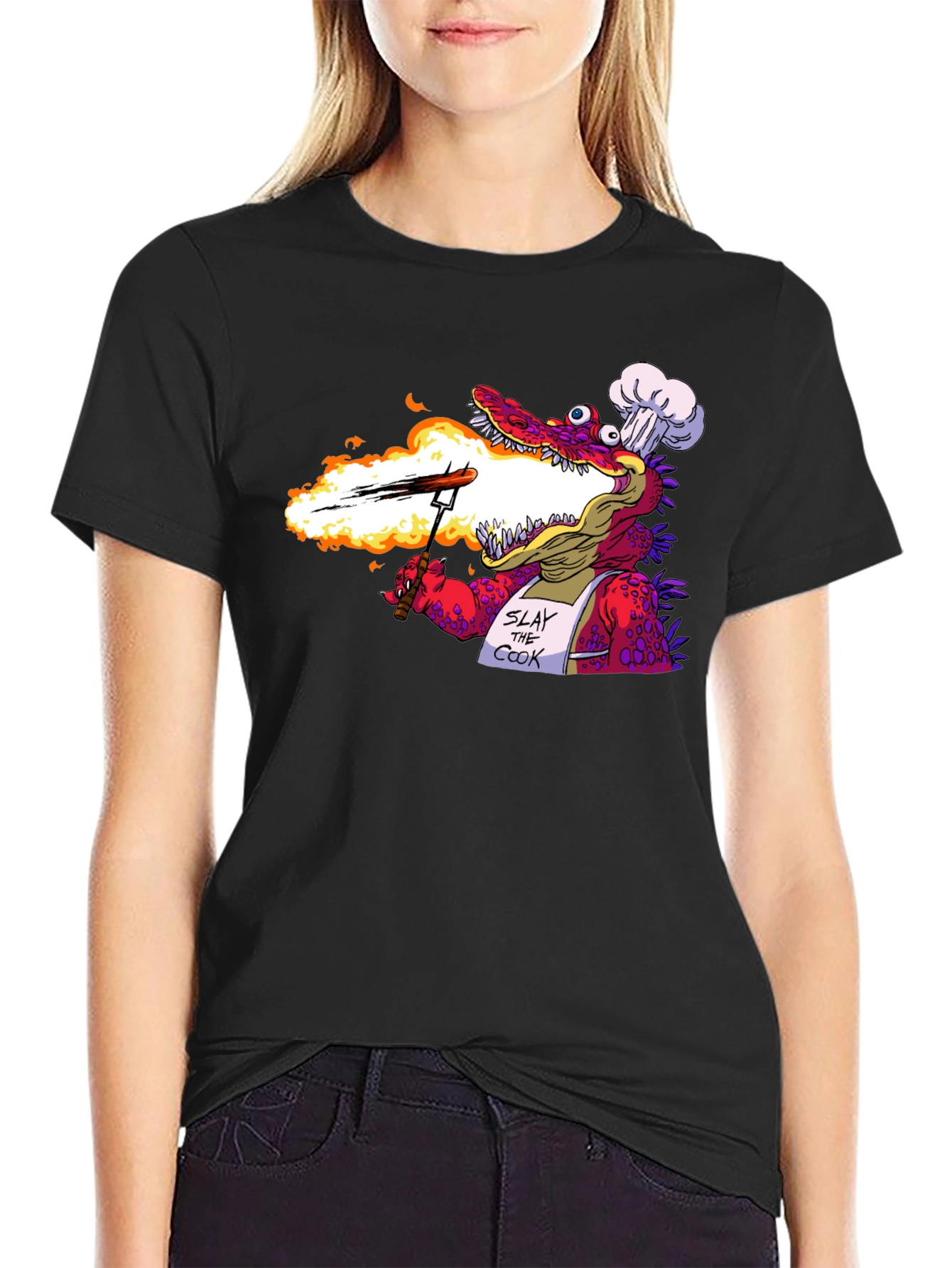 Slay the Cook T-Shirt - Funny Dragon Chef Tee