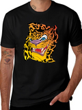 Cartoon Jaguar Graphic T-Shirt - Mens Black Tee
