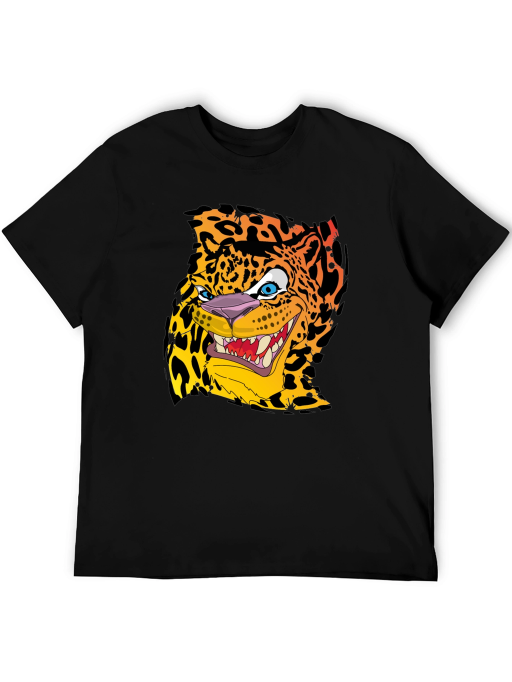 Cartoon Jaguar Graphic T-Shirt - Mens Black Tee