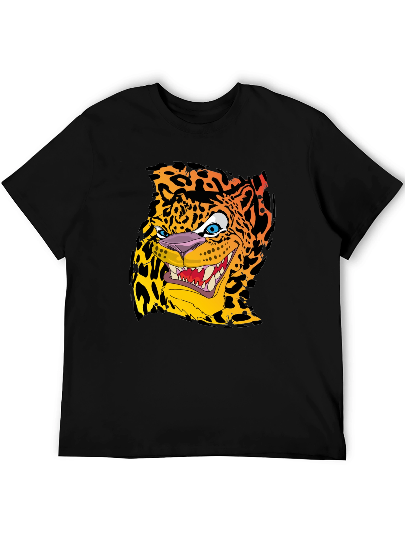 Cartoon Jaguar Graphic T-Shirt - Mens Black Tee