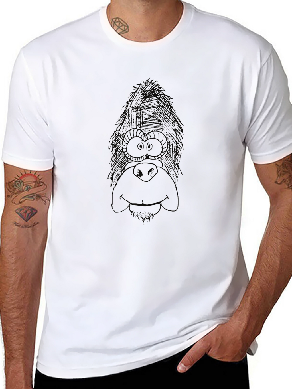Cartoon Ape Graphic Black T-Shirt