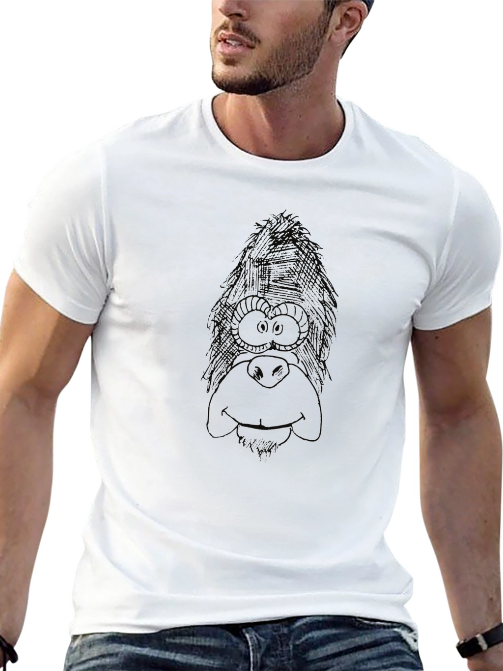 Cartoon Ape Graphic Black T-Shirt
