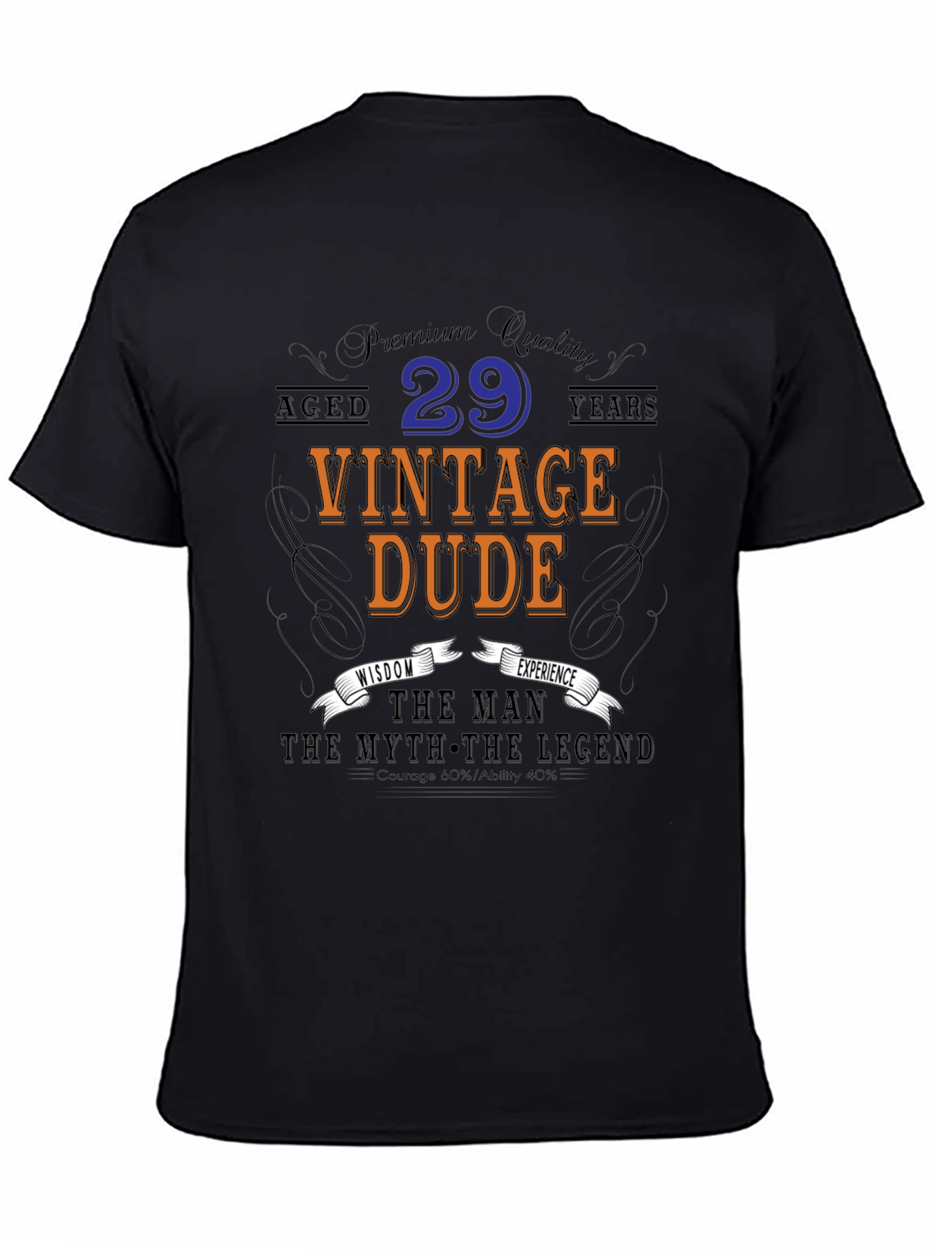 Vintage Dude 29th Birthday Black T-Shirt
