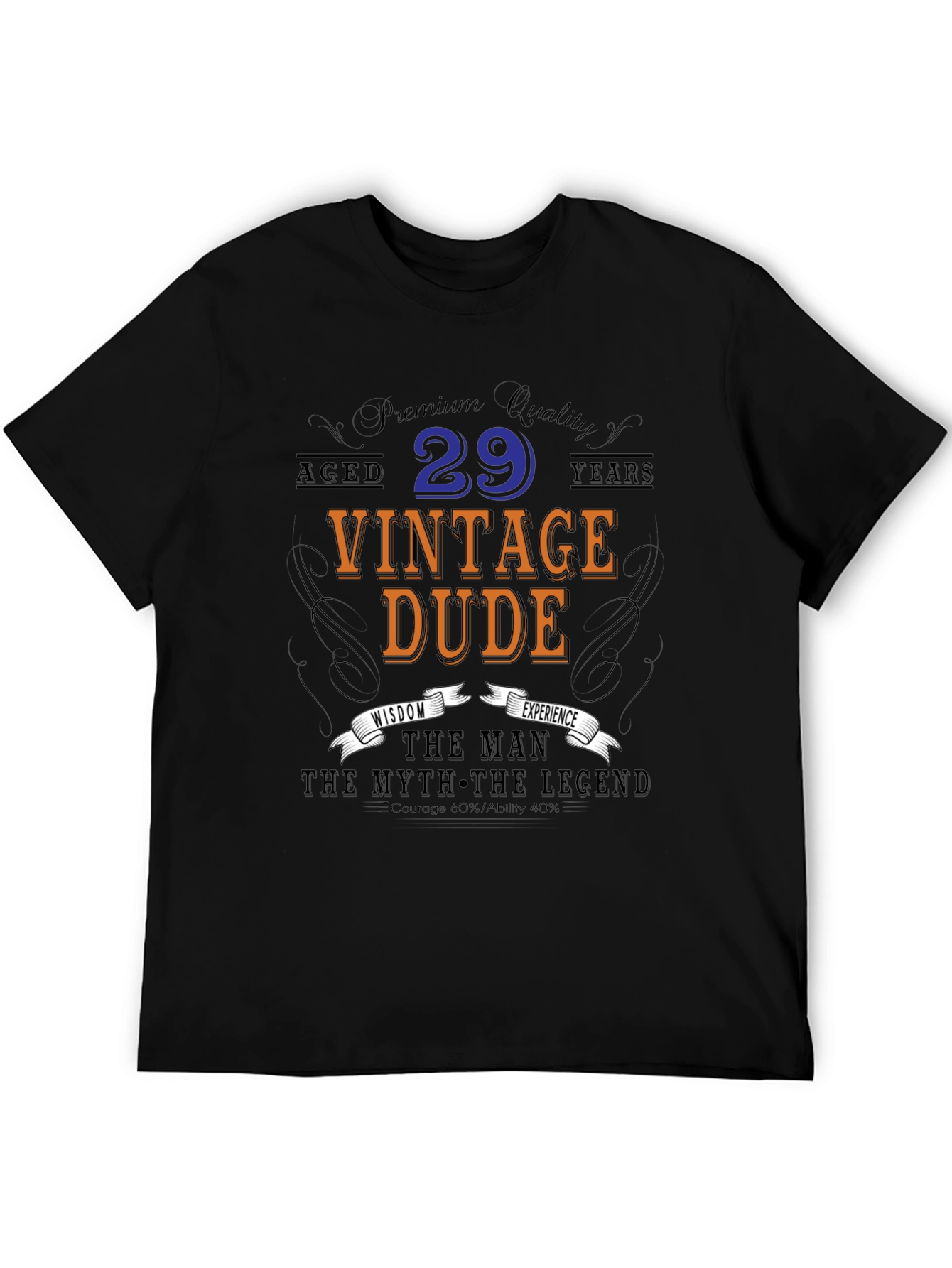 Vintage Dude 29th Birthday Black T-Shirt