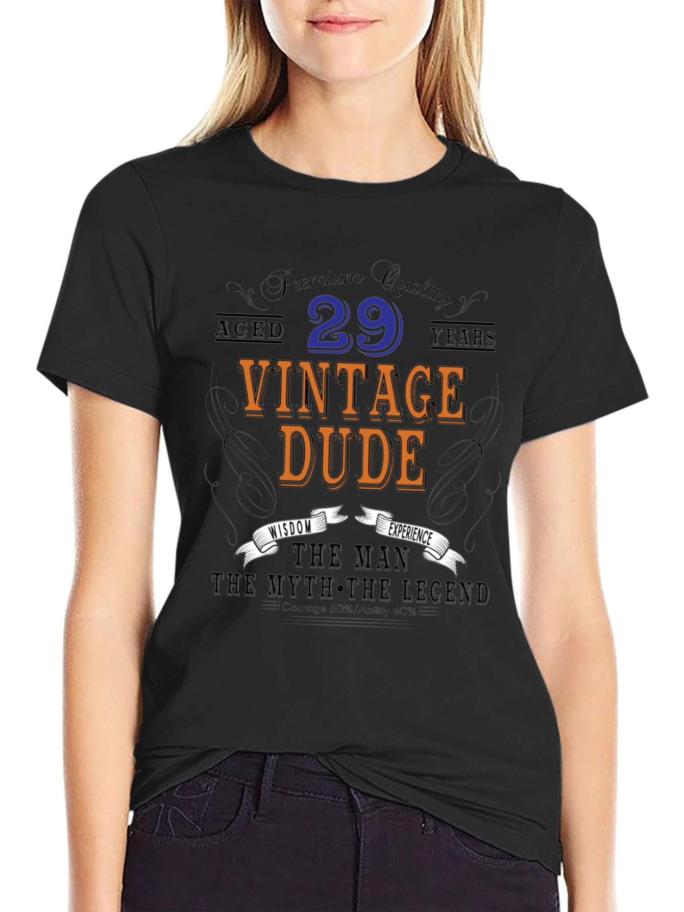 Vintage Dude 29th Birthday Black T-Shirt