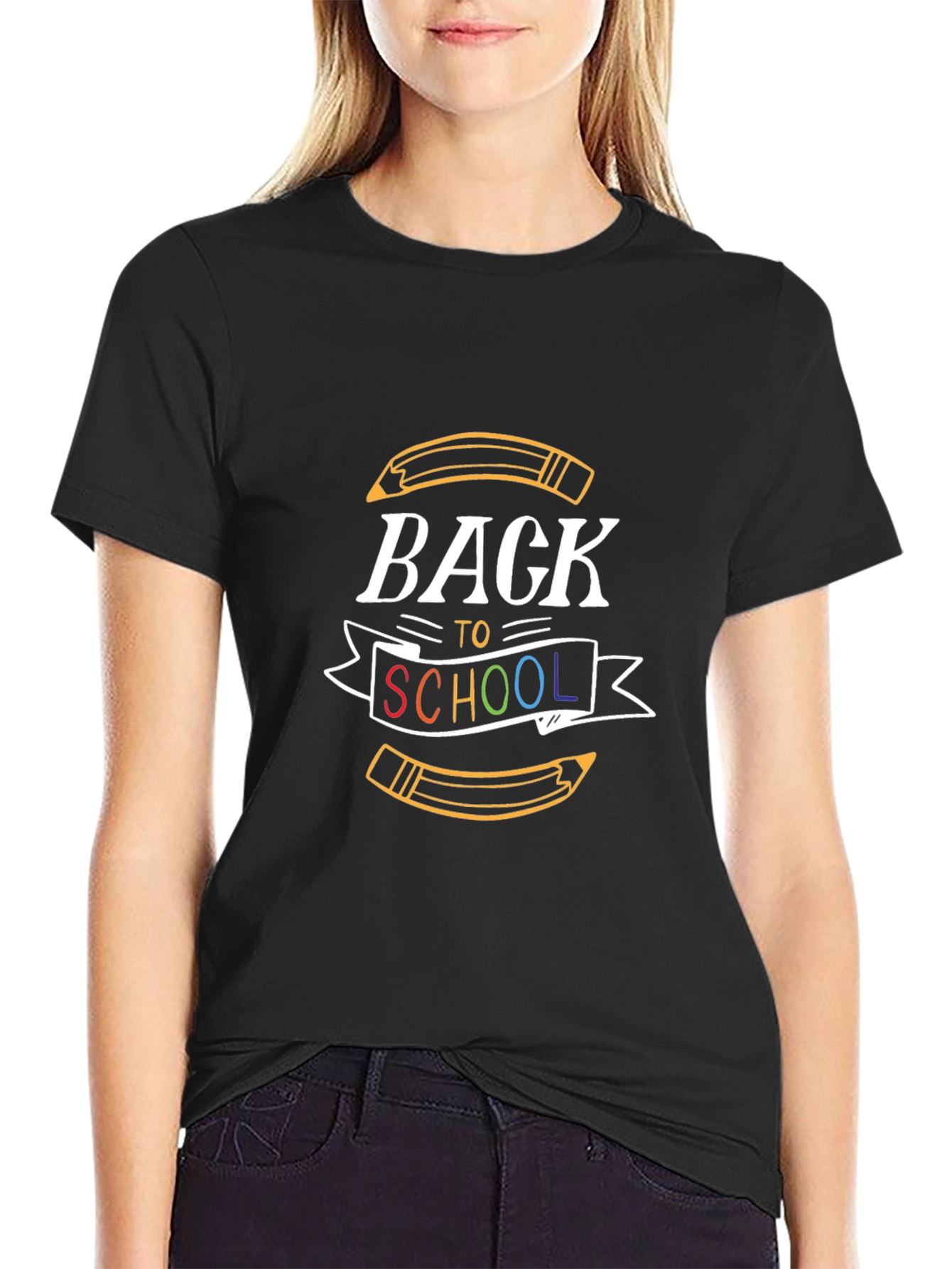 Back to School Graphic Tee - Black Cotton T-Shirt