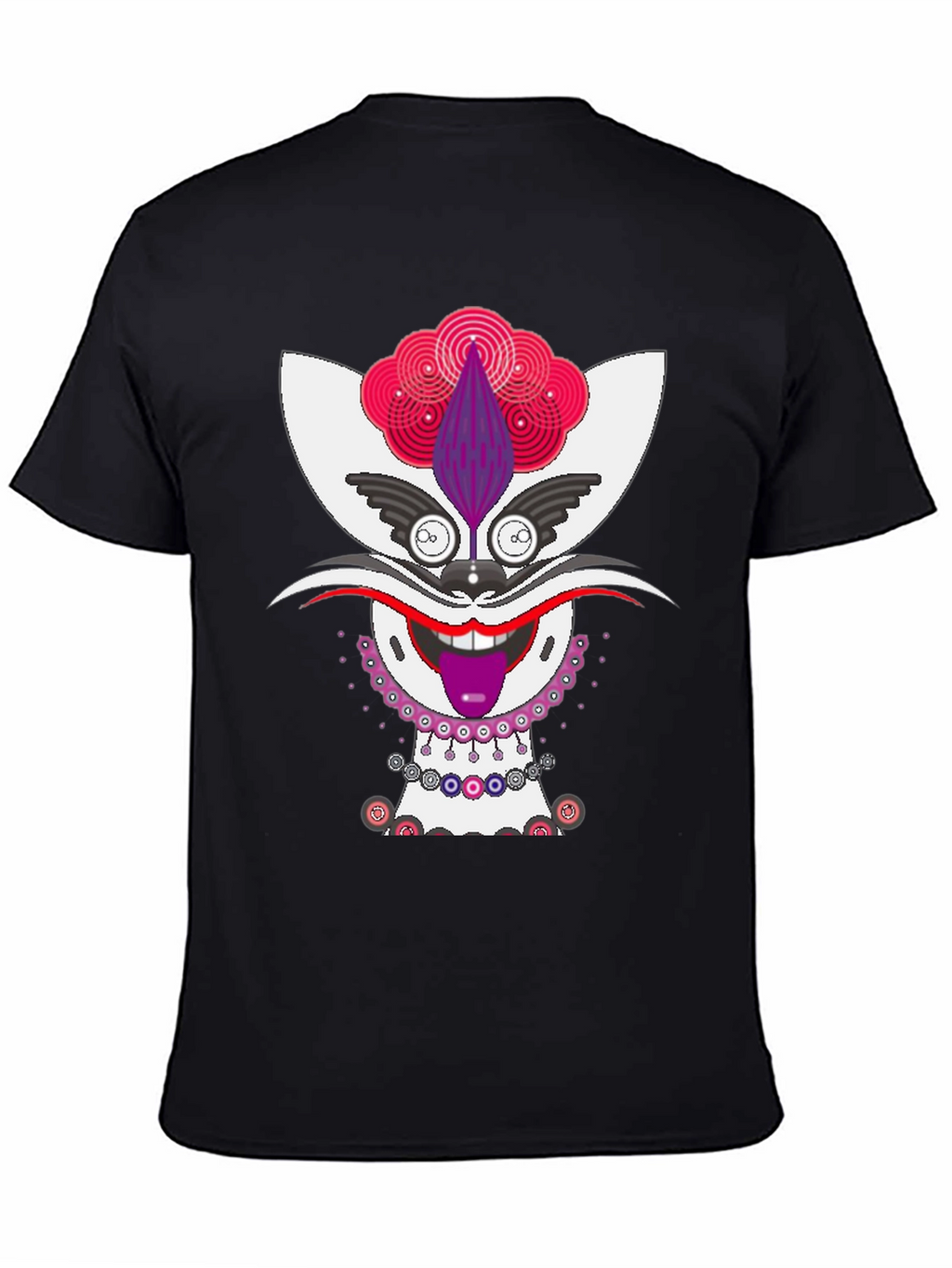 Whimsical Cat Graphic Tee - Unique Mens Black T-Shirt
