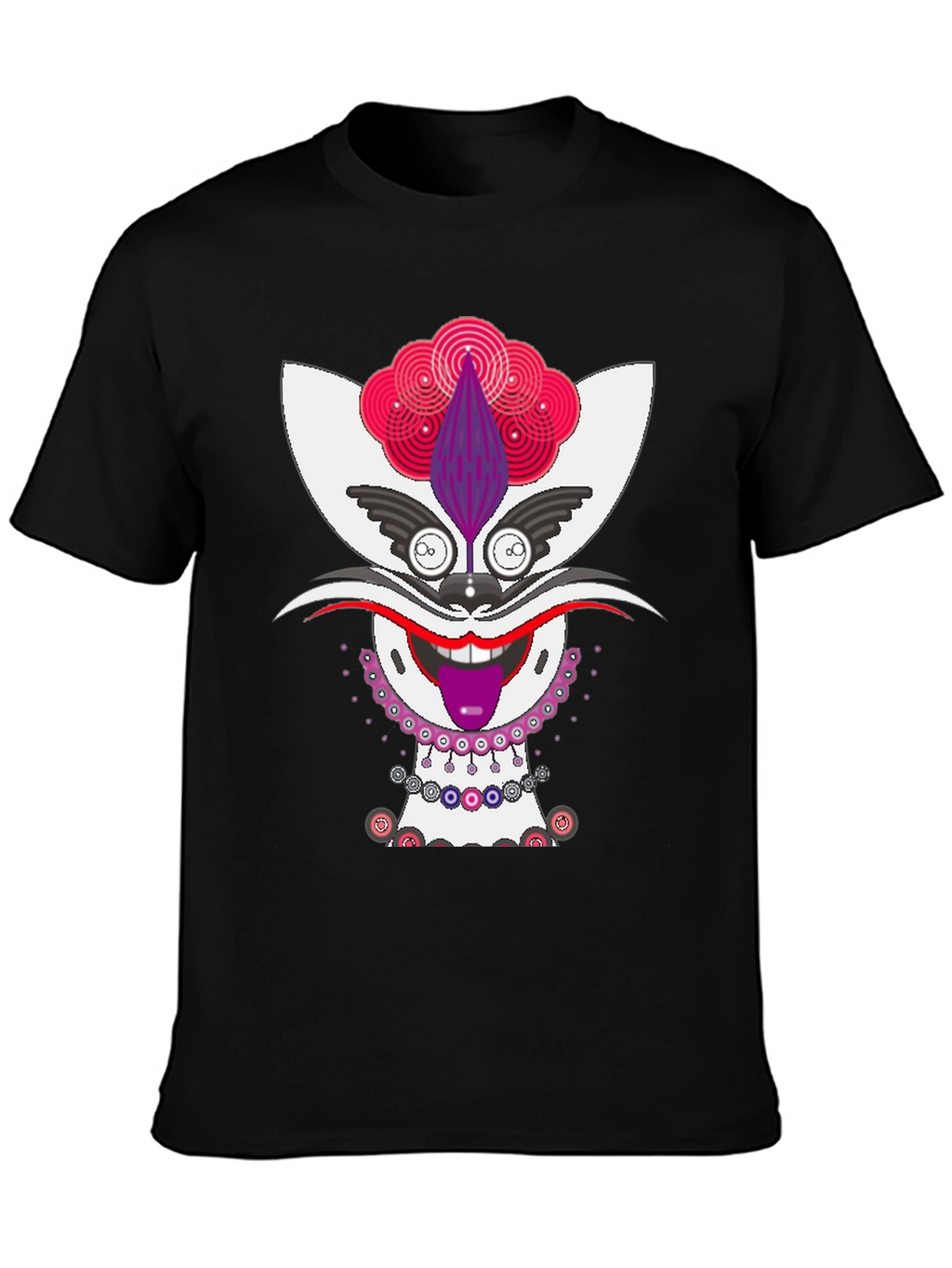 Whimsical Cat Graphic Tee - Unique Mens Black T-Shirt