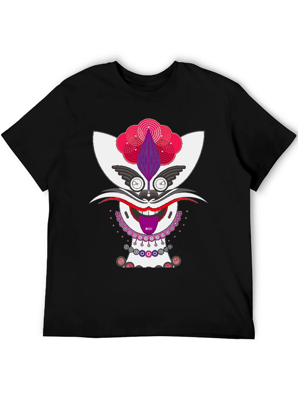 Whimsical Cat Graphic Tee - Unique Mens Black T-Shirt