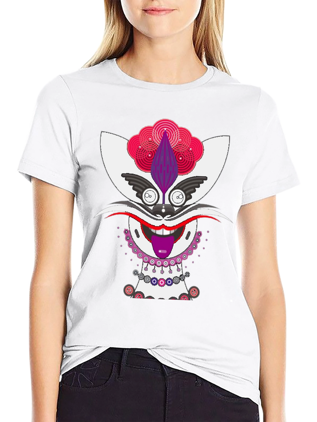 Whimsical Cat Graphic Tee - Unique Mens Black T-Shirt