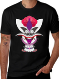 Whimsical Cat Graphic Tee - Unique Mens Black T-Shirt