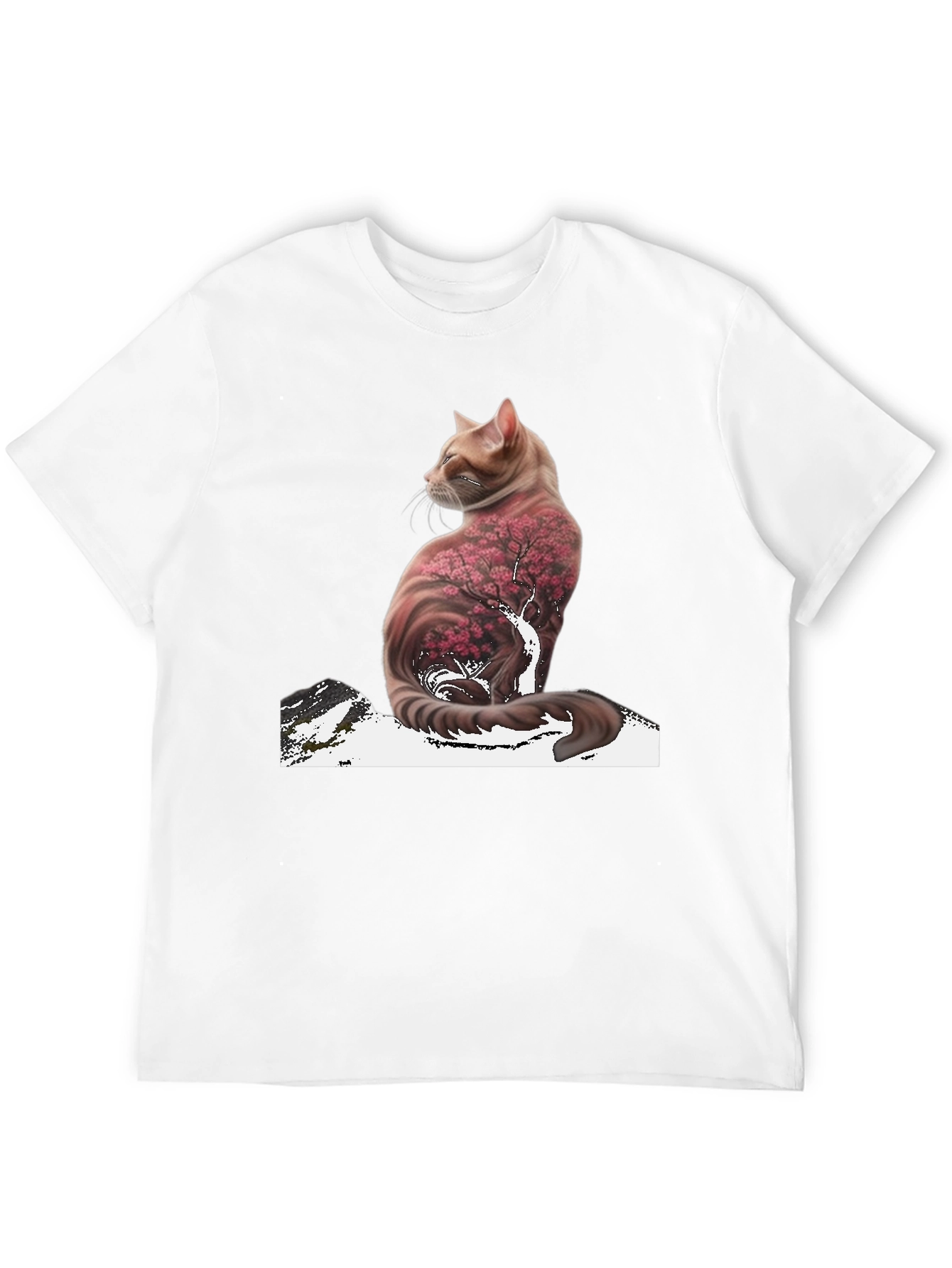 Cat Cherry Blossom T-Shirt - Stylish Graphic Tee