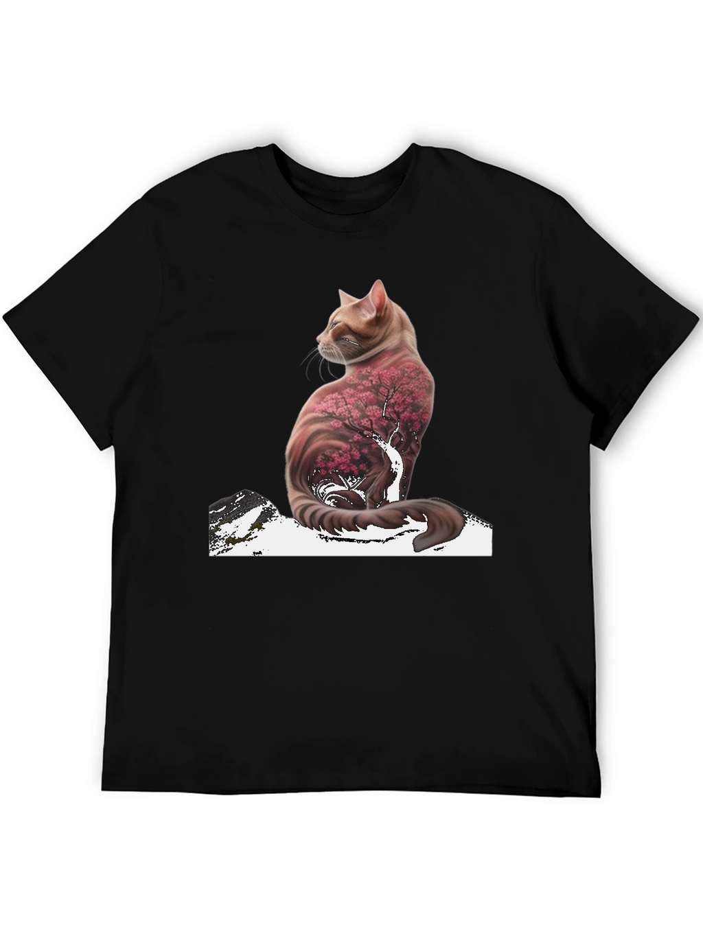 Cat Cherry Blossom T-Shirt - Stylish Graphic Tee