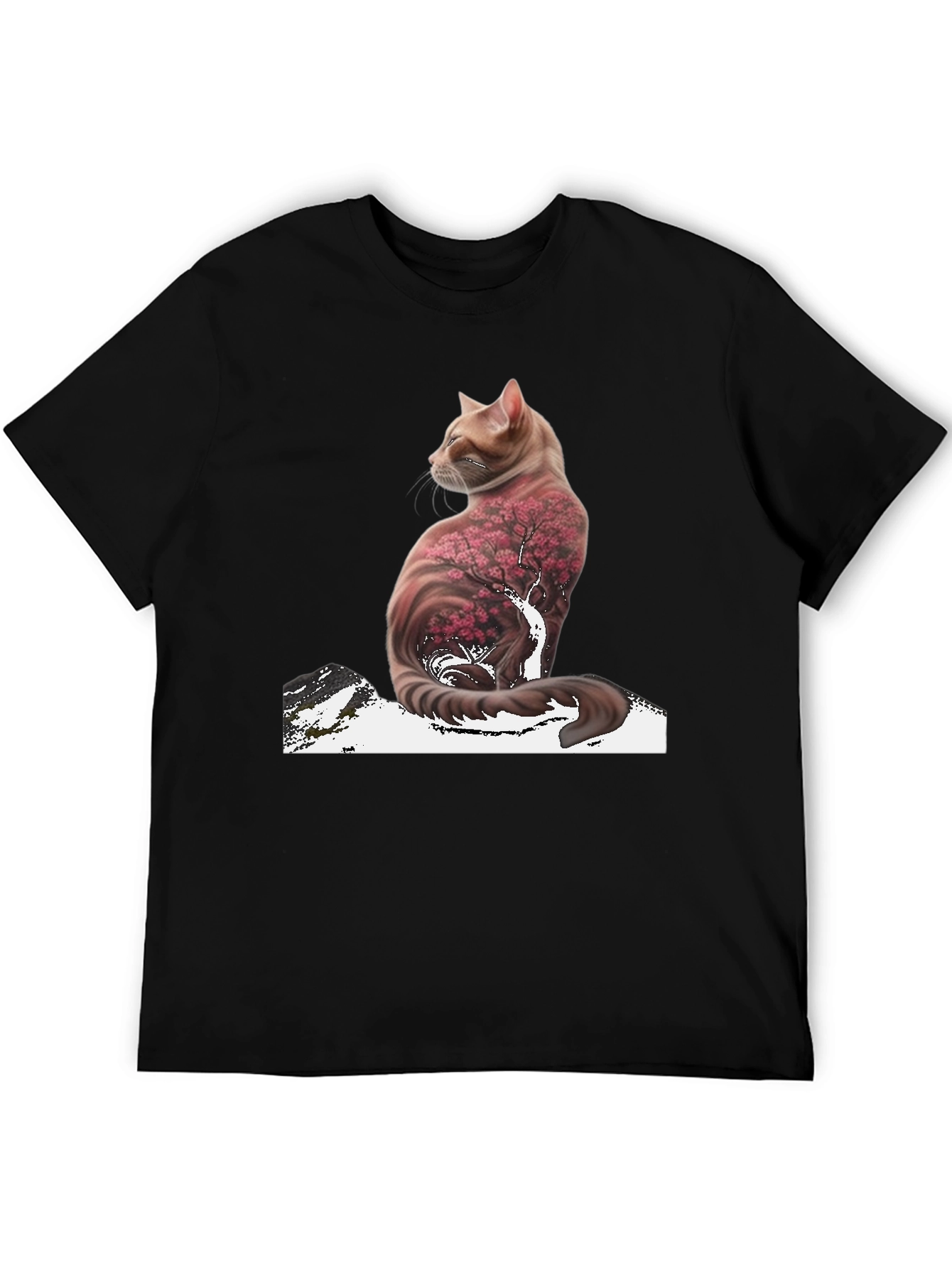 Cat Cherry Blossom T-Shirt - Stylish Graphic Tee