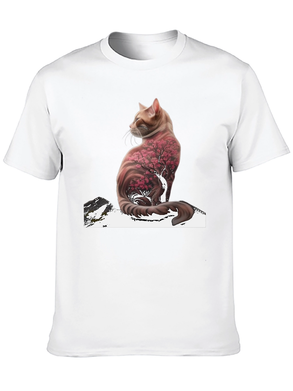 Cat Cherry Blossom T-Shirt - Stylish Graphic Tee