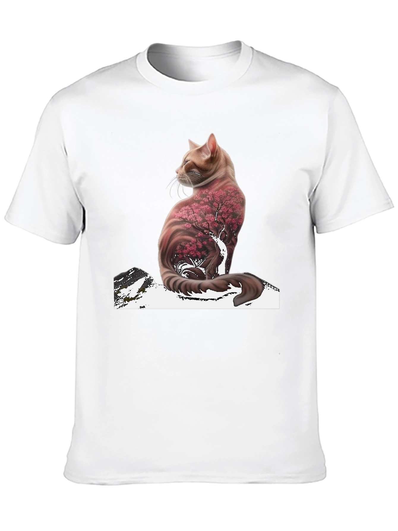 Cat Cherry Blossom T-Shirt - Stylish Graphic Tee
