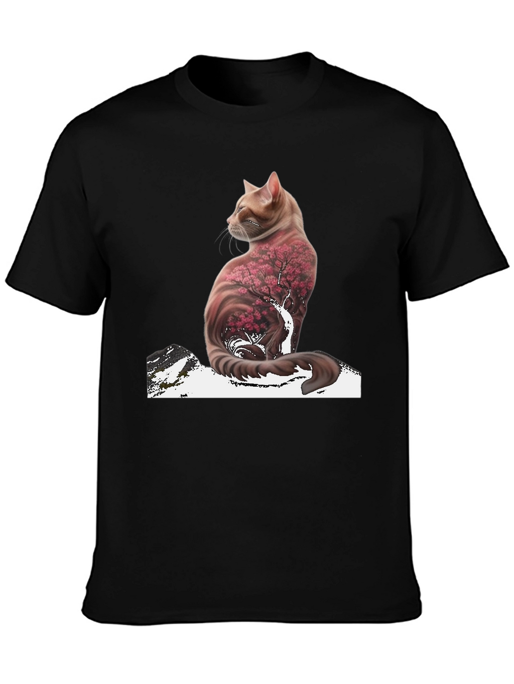 Cat Cherry Blossom T-Shirt - Stylish Graphic Tee