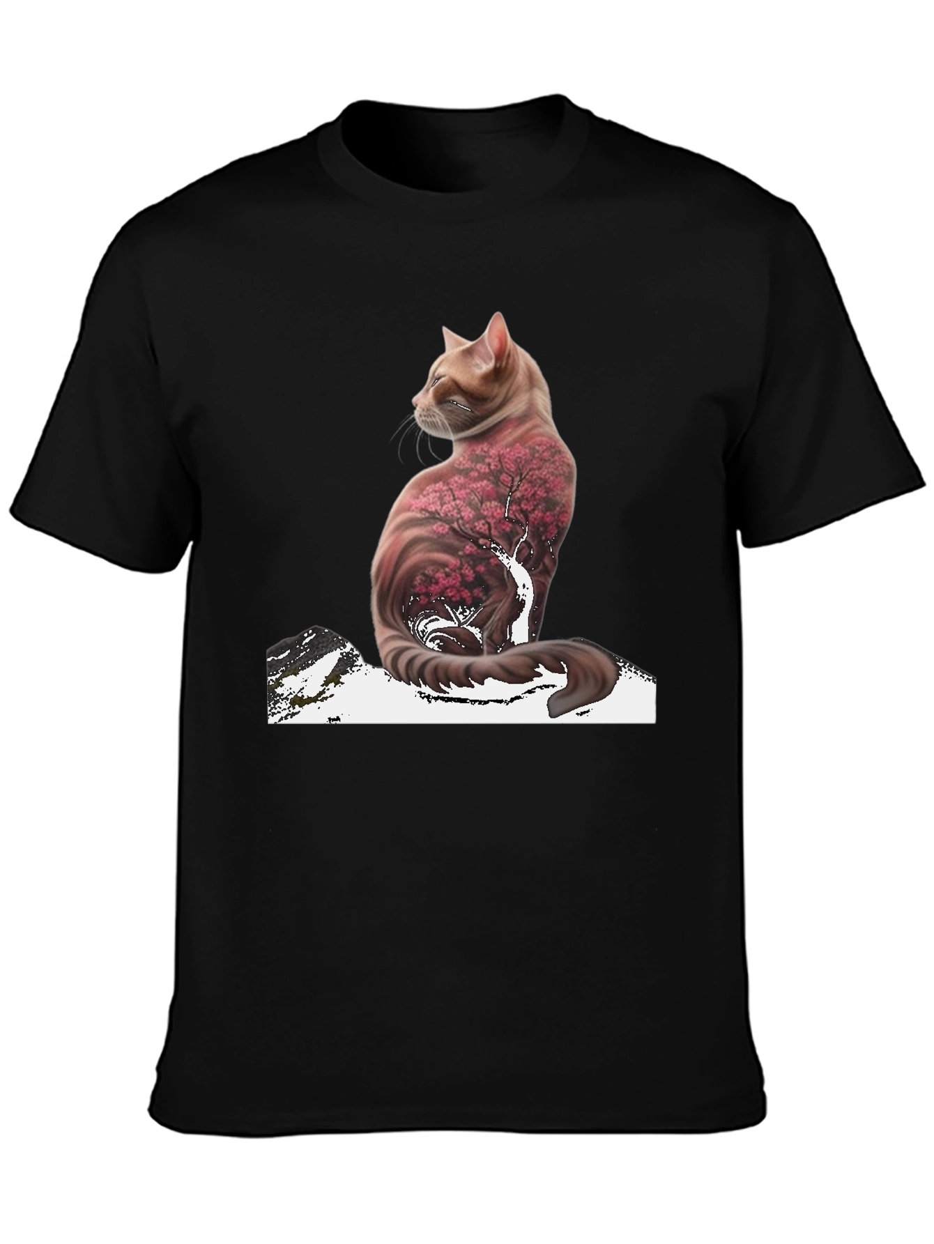 Cat Cherry Blossom T-Shirt - Stylish Graphic Tee