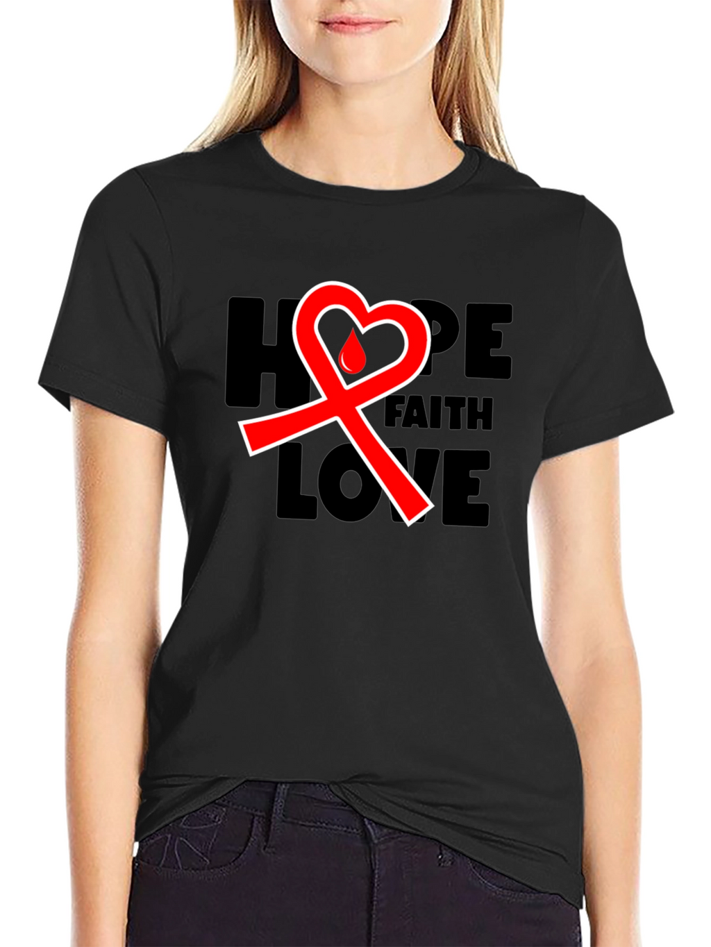 Hope Faith Love Ribbon T-Shirt