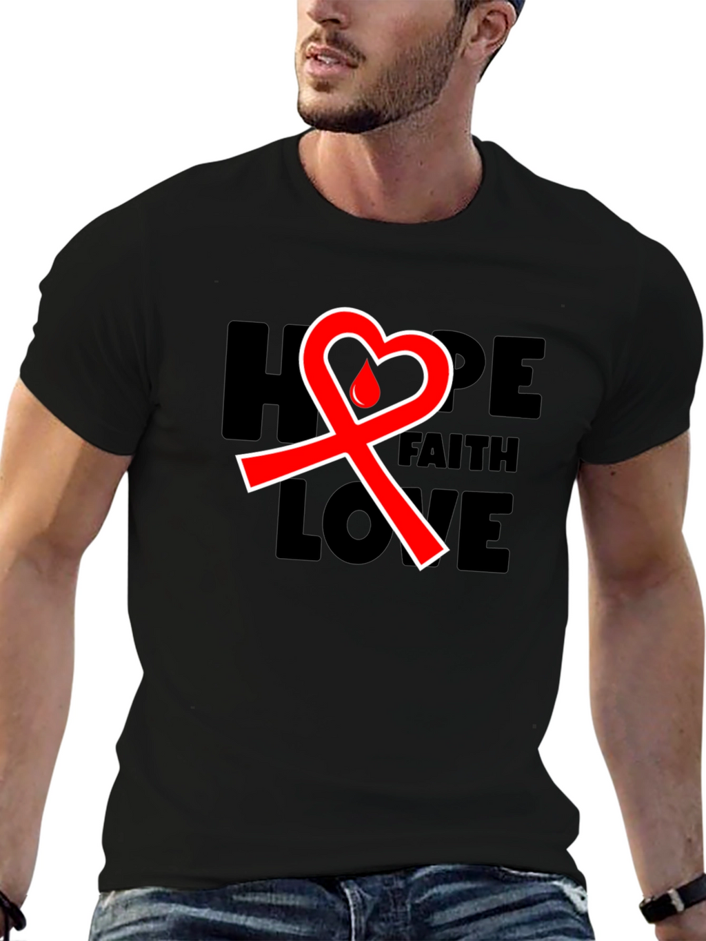Hope Faith Love Ribbon T-Shirt